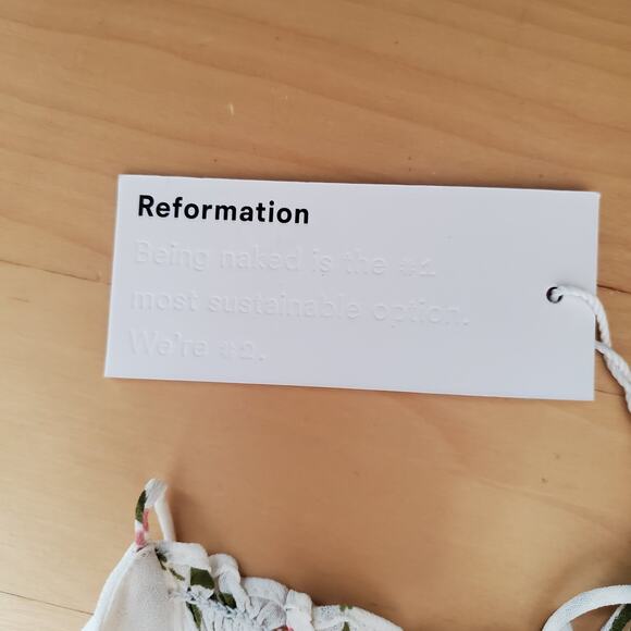 Reformation Juliette Dress Tropique Floral Print Midi White Red Size 10 New - Picture 8 of 11